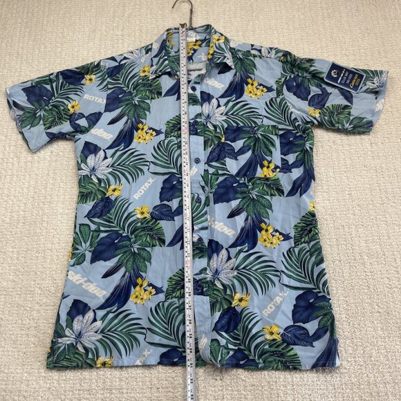 Ski-Doo Blue Button Shirt Men's M Bombardier Club Floral Hawaiian Shirt Summer - Picture 10 of 16